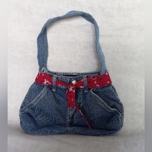 Repurposed Jeans Into Small Purse With Bandana Accents Wrangler